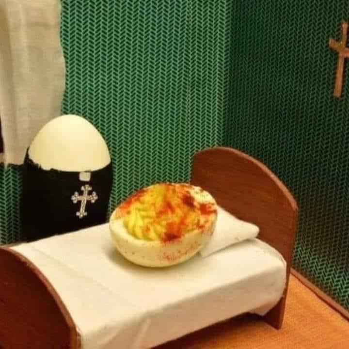 Deviled Egg Undergoing an Exorcism