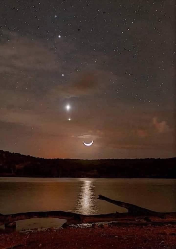 Witness the breathtaking beauty of Saturn, Mars, Venus, Jupiter, and a crescent moon just before dawn!