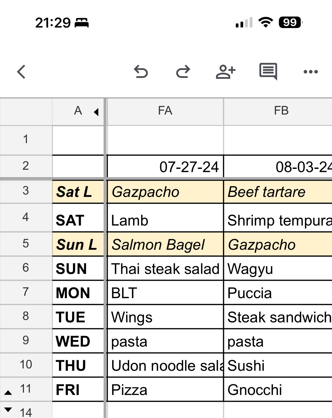 Life Pro Tip: Organize Your Dinner Plans with Google Sheets