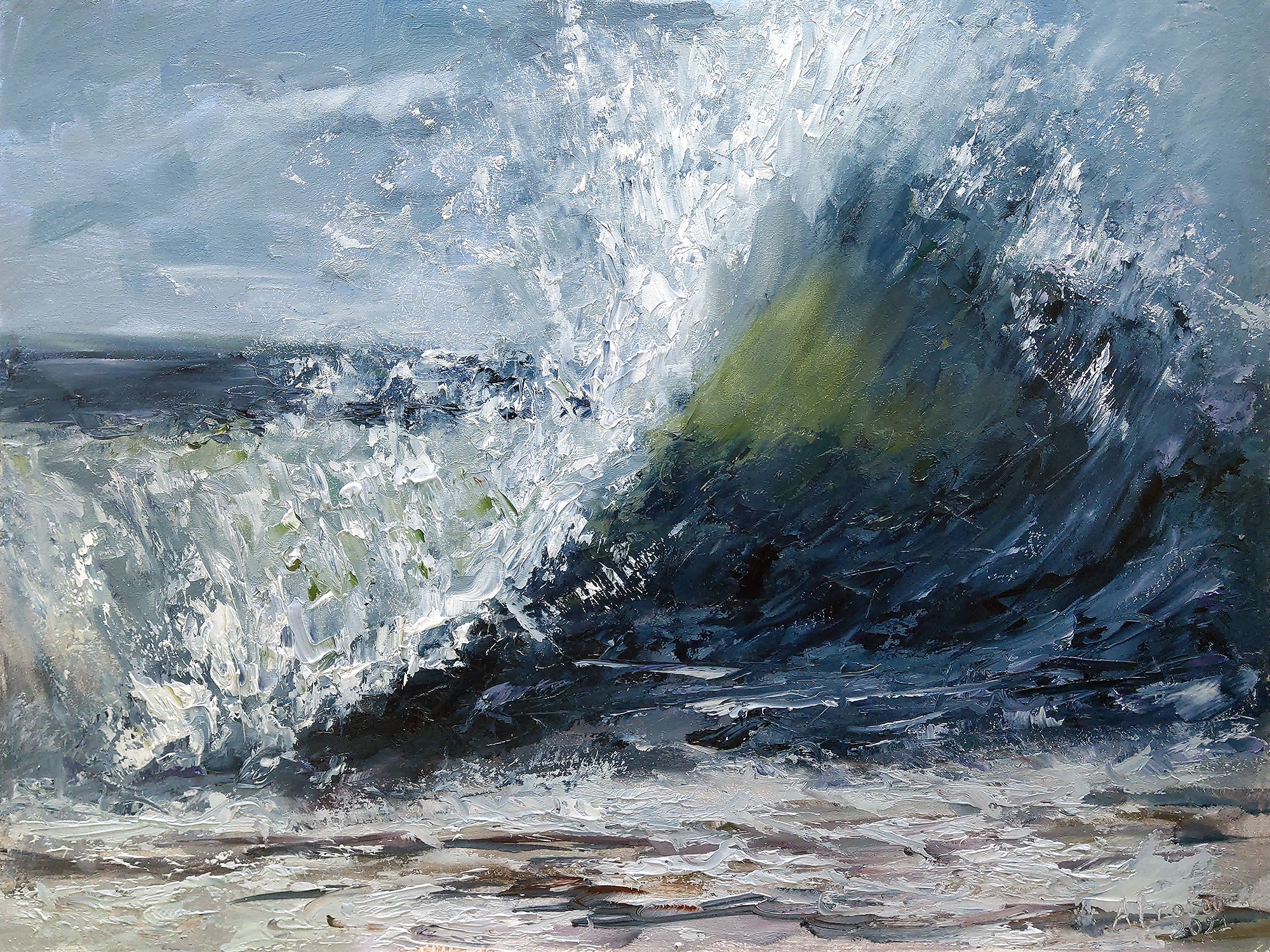 Unveiling My Latest Masterpiece: Stormy Wave, an Oil Painting