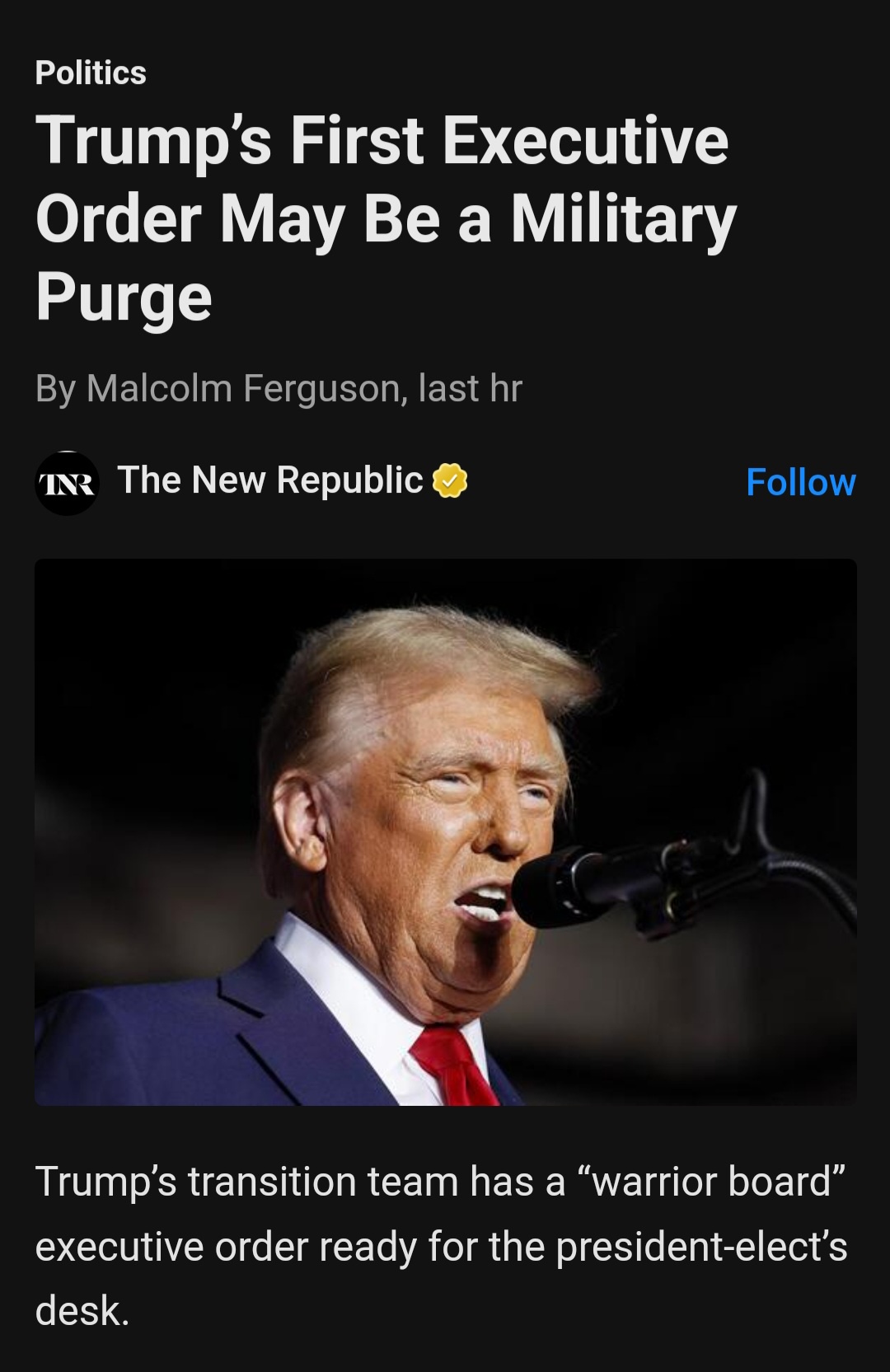 He Wants Generals with the Same Power as Hitler Had