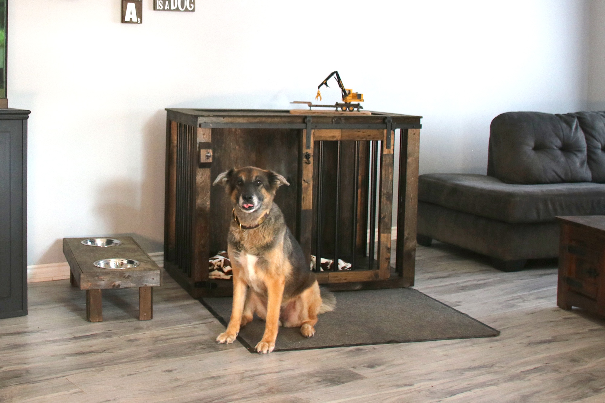 Introducing a custom dog kennel, beautifully crafted from wood!