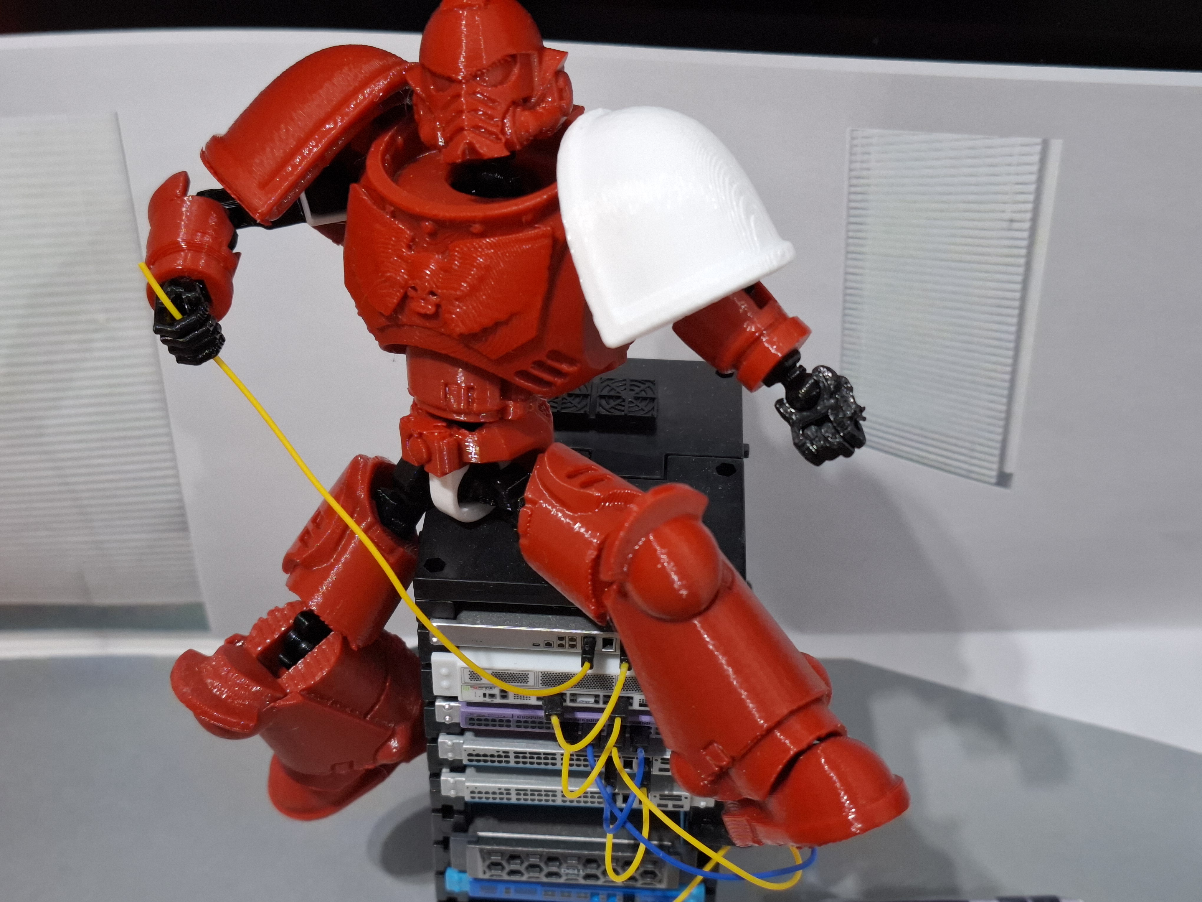 3D Printed Space Marine Tackling Network Issues in a Quirky Office