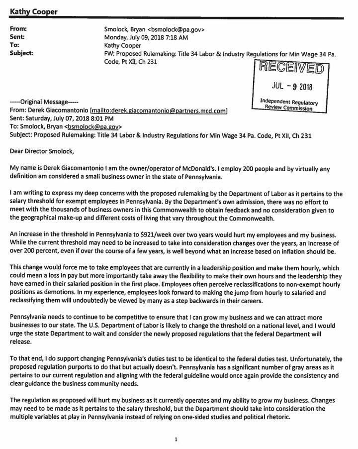 This was sent by the owner of that McDonald's franchise to his local government.