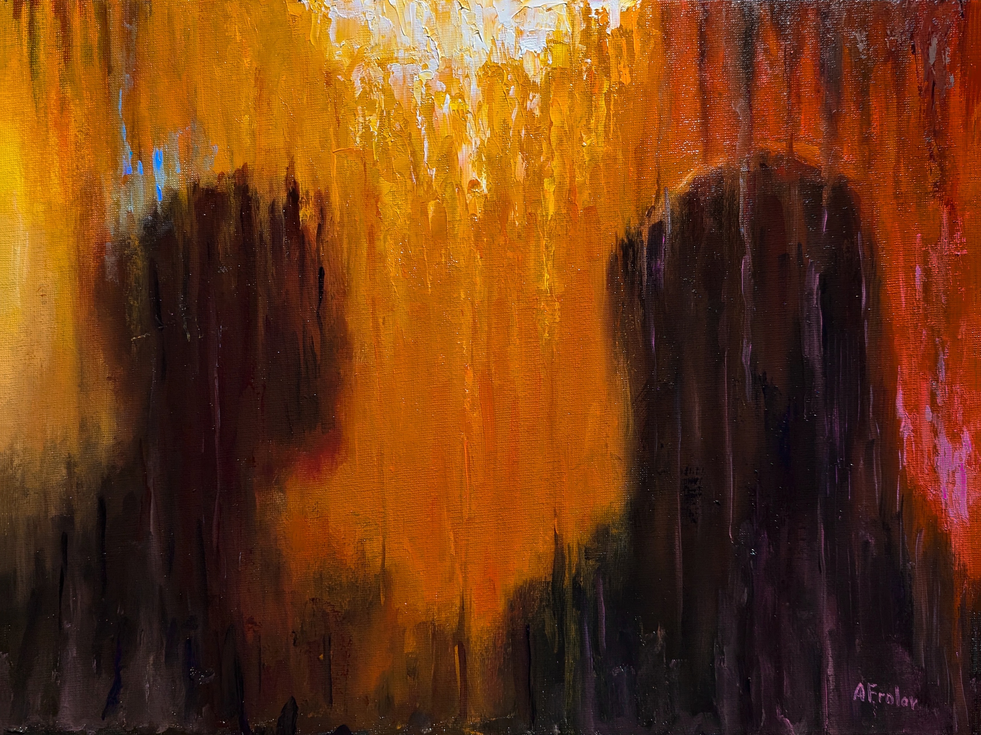 Evening Reflections: My Oil Painting 'Talk Behind The Rain'