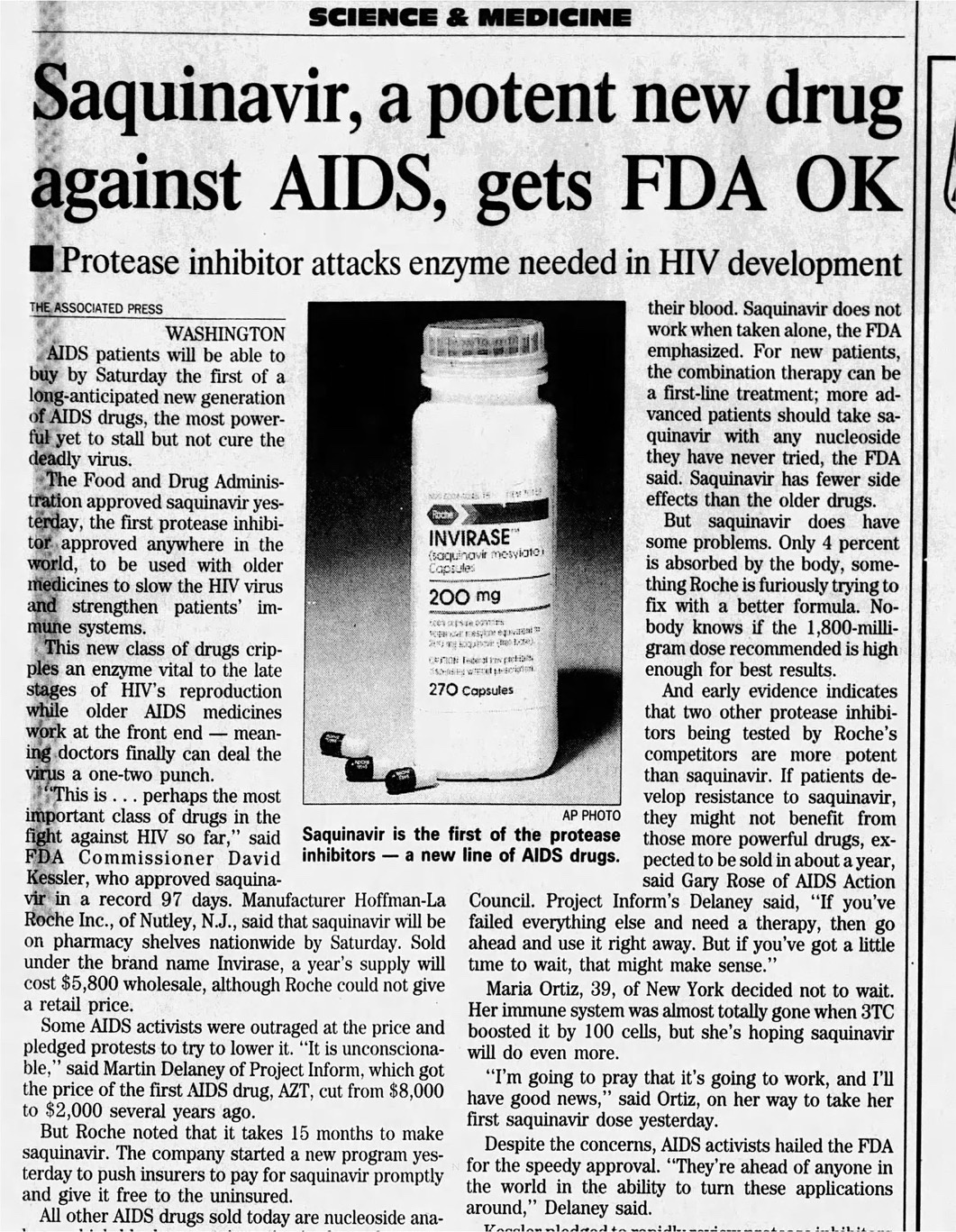 A Historic Approval: Saquinavir Becomes the First Protease Inhibitor for HIV/AIDS Treatment