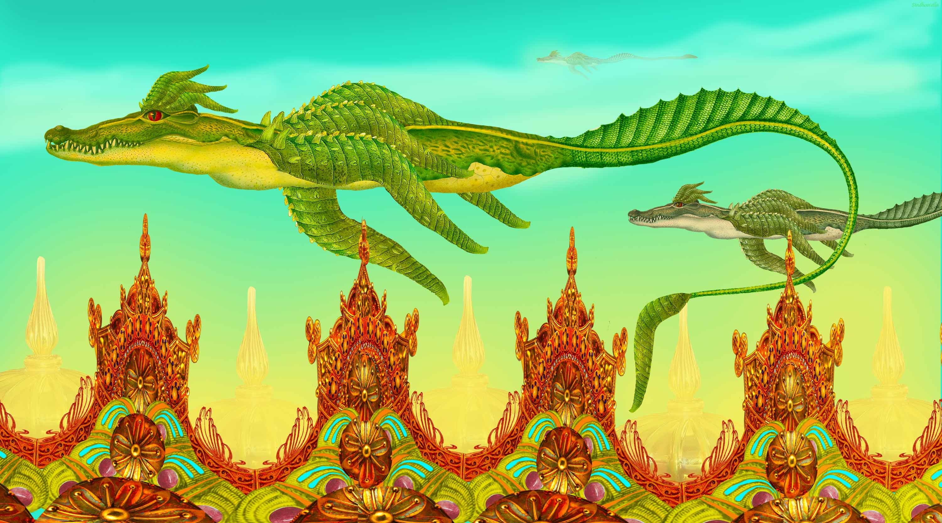 Gliding Over the Temple to Meet the Dragon King