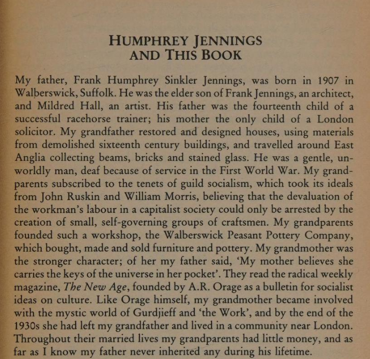 A Glimpse into Family Legacy: An Excerpt from Pandaemonium by Humphrey Jennings