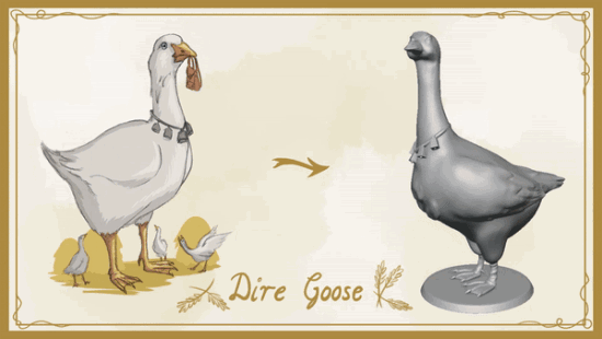 Original Art: Dire Goose – A Unique D&D Creature and Miniature by Catilus