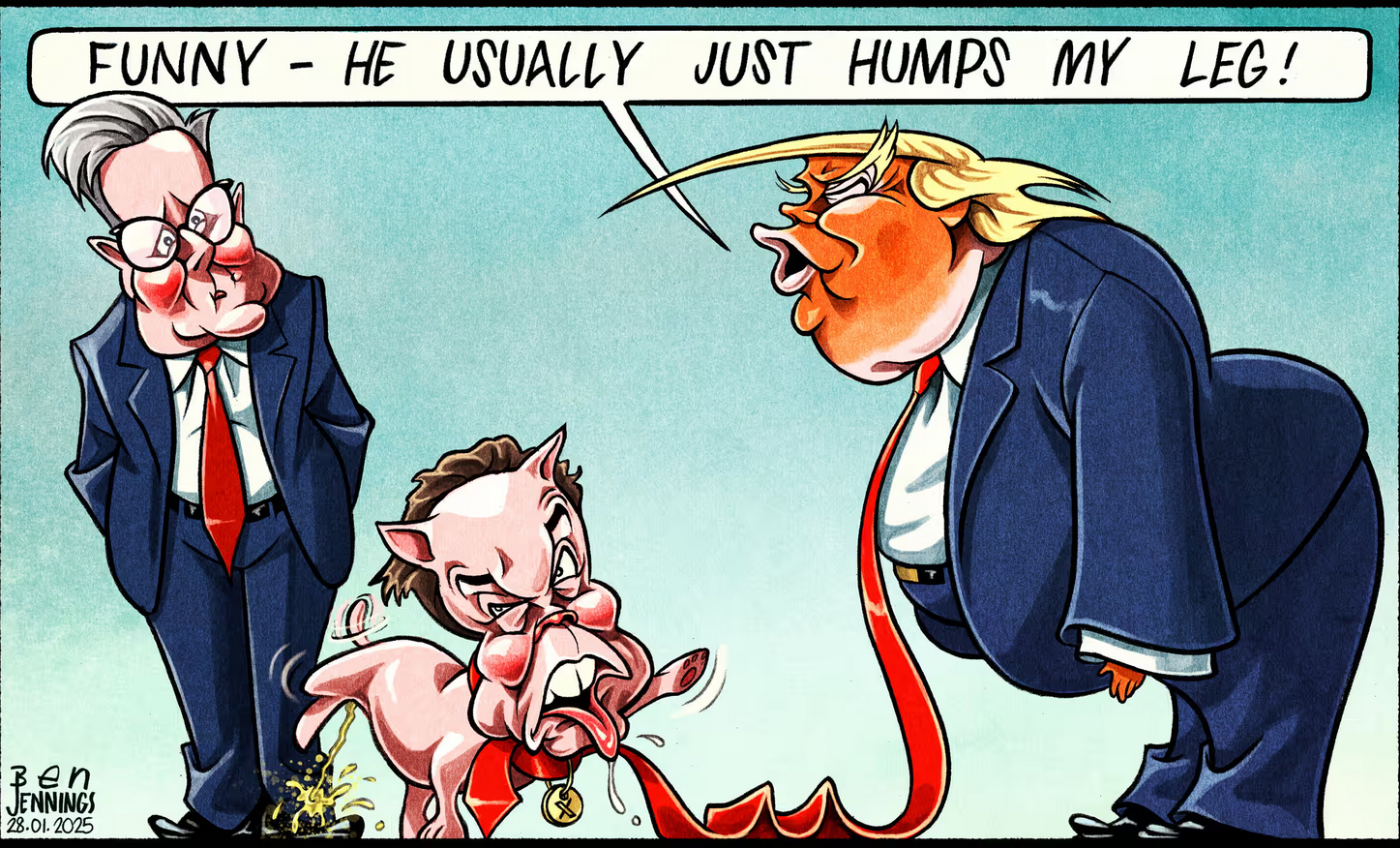 A Satirical Take on Politics: Ben Jennings' Cartoon Featuring Starmer, Musk, and Trump