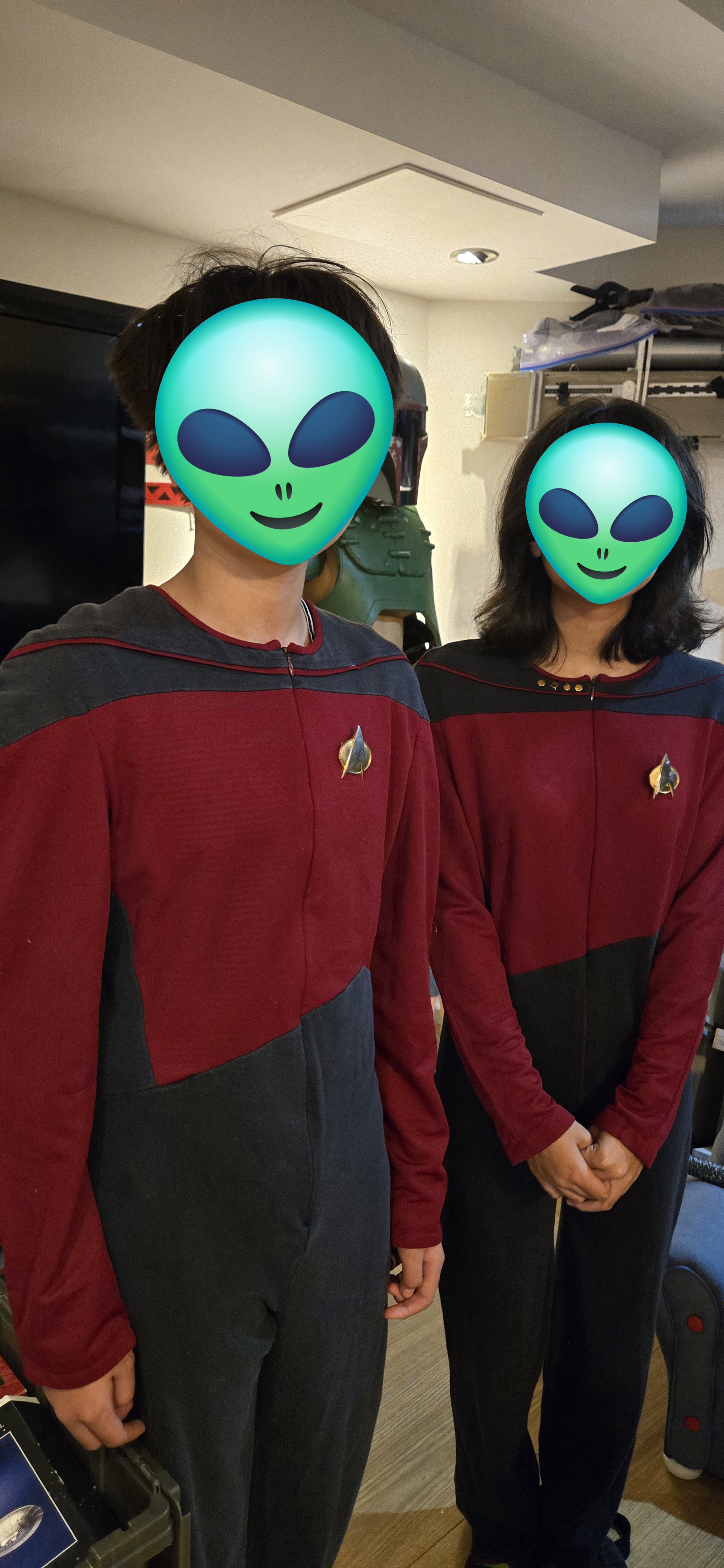 Beam Me A Scream: My kids donning the costumes crafted by my late mom three decades ago.