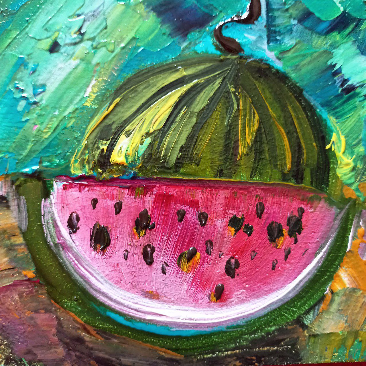 My Unique Oil Painting: A Watermelon Masterpiece