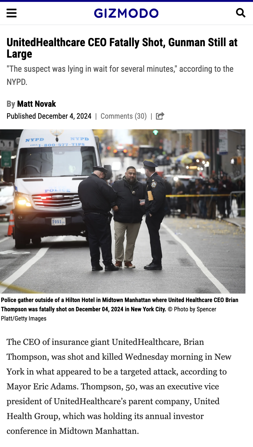 Tragic News: UnitedHealthcare CEO Fatally Shot