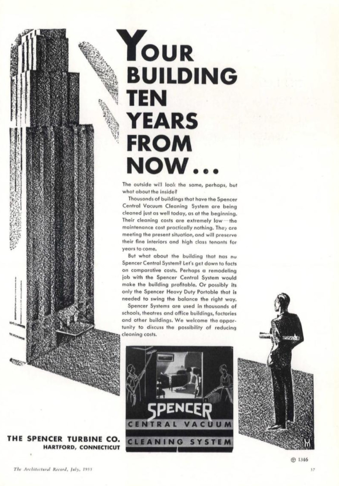 Throwback to 1933: Spencer Central Vacuum System Ad in Architectural Record