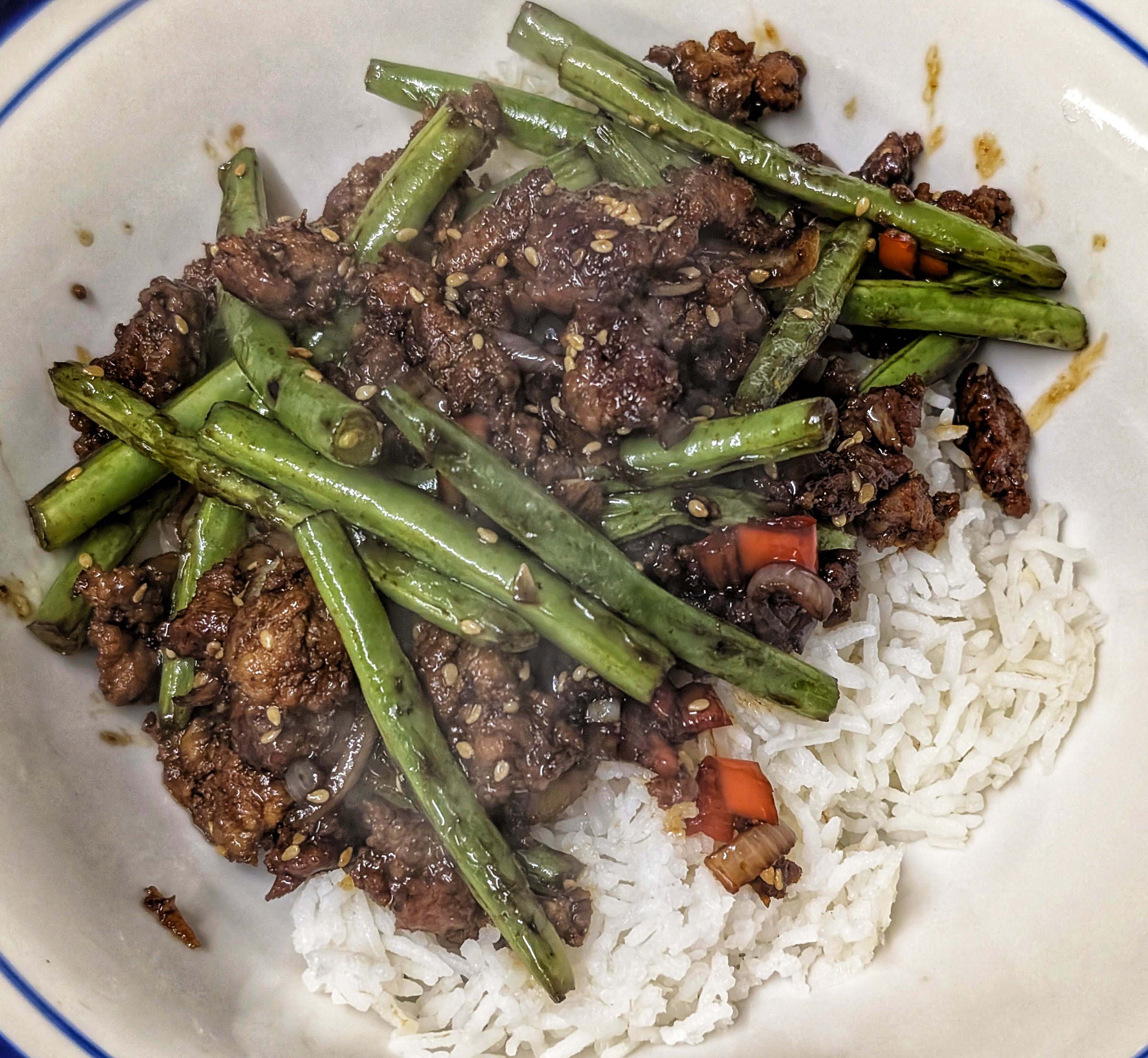 Delicious Sticky Thai Pork Served with Fluffy Rice