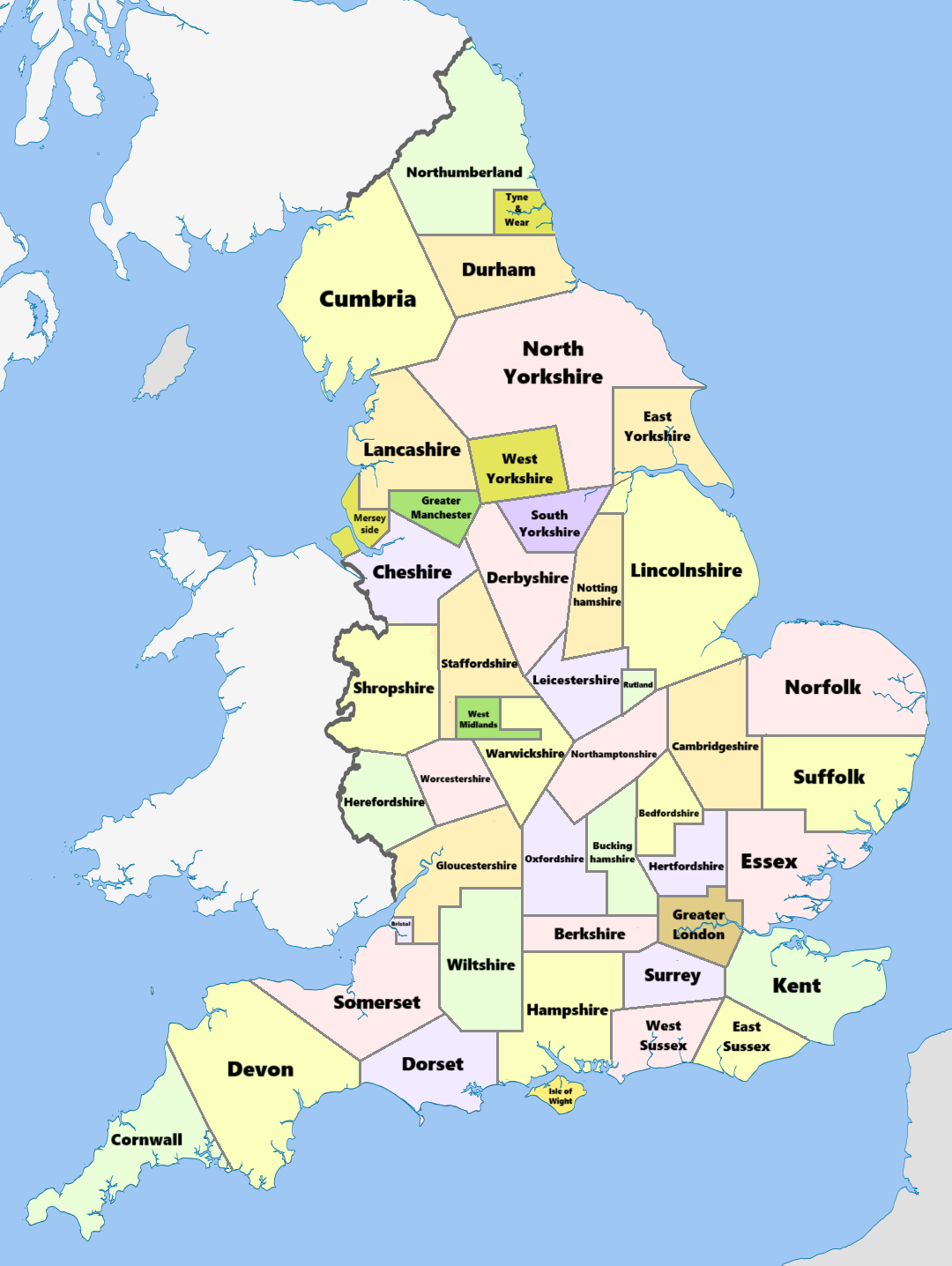 Imagining what it would look like if English county lines were redrawn like American state borders