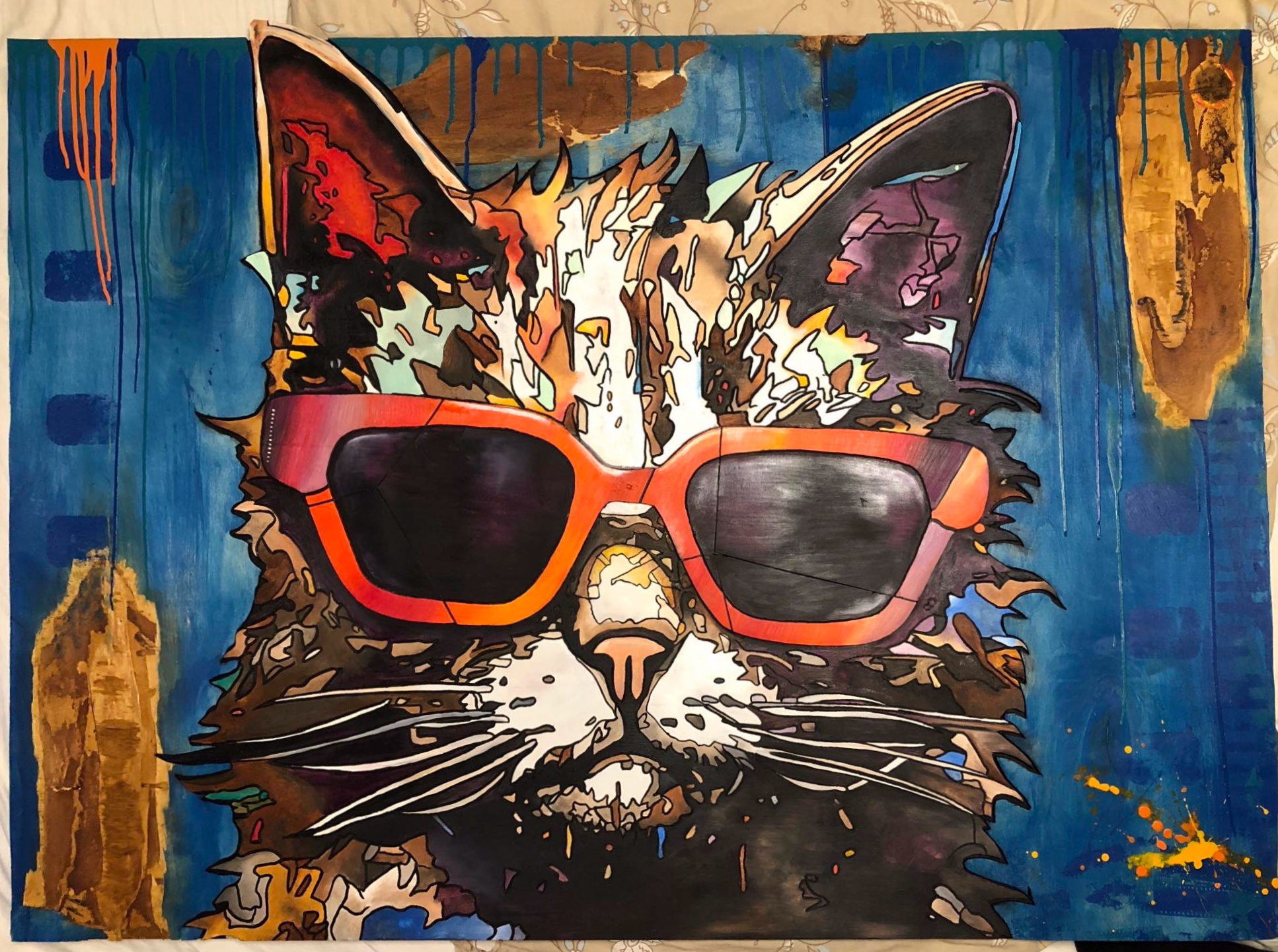 Artistic expression featuring a charming wooden cat!