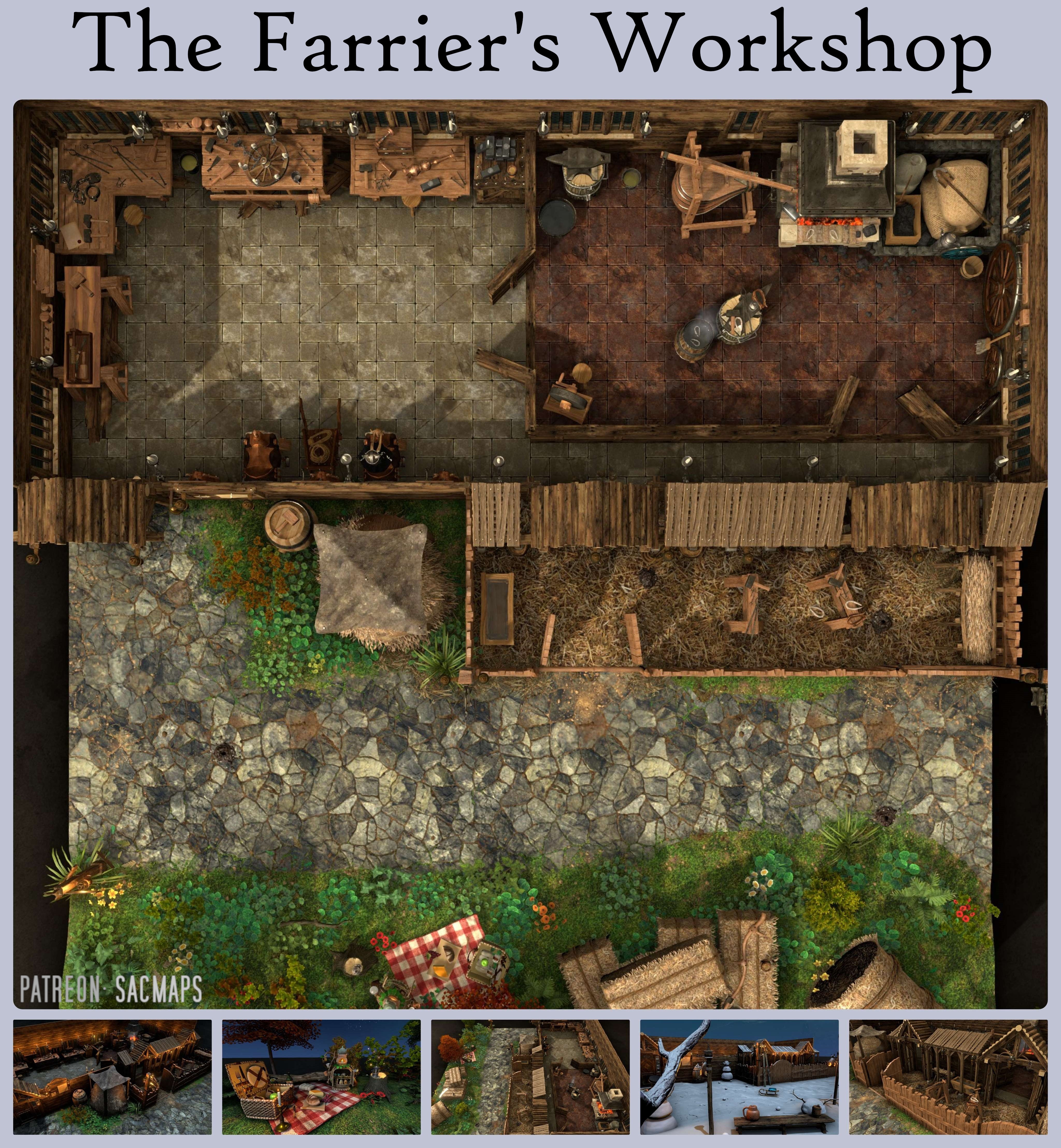 Explore The Farrier's Workshop: Free DnD and TTRPG maps for your adventures