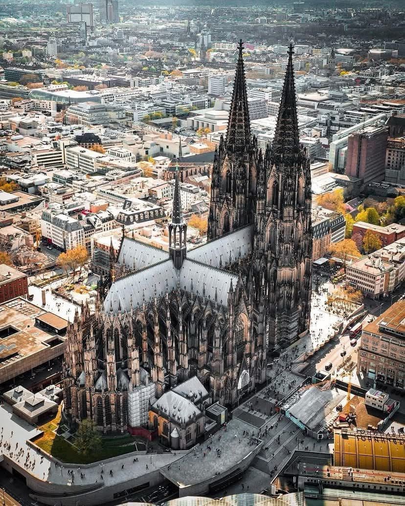 A stunning view of Cologne Cathedral, the Roman Catholic masterpiece in Germany