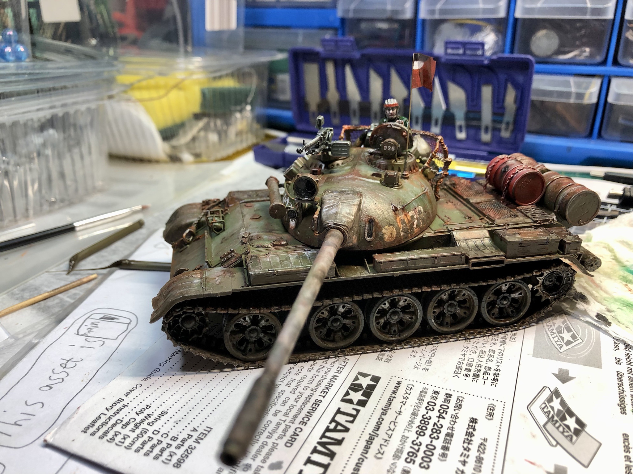 Tamiya T-55 1:48 Model Enhanced with Custom Scratch-Built Parts