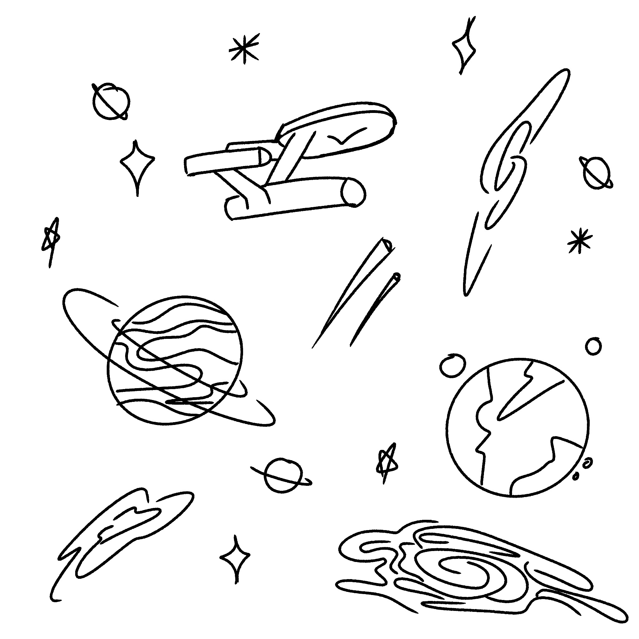 Whimsical Space Doodle: A Journey Beyond