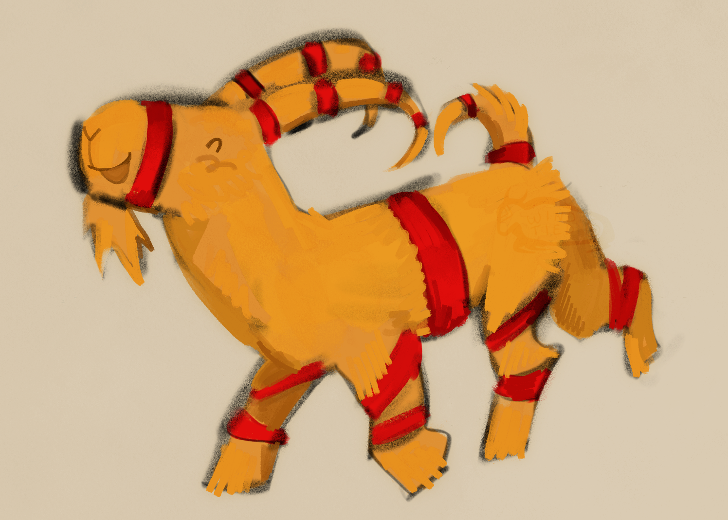 Yule Goat representing Team Pinecone with pride!