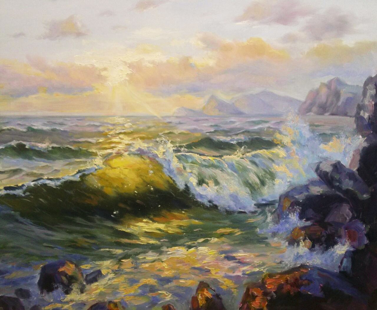 Capturing Serenity: My Evening Sea Oil Painting on Canvas