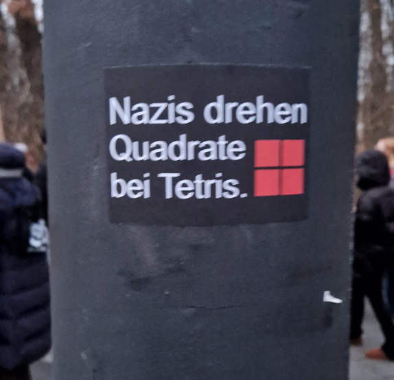 Spotted this gem at an Anti-Fascist demonstration in Berlin.