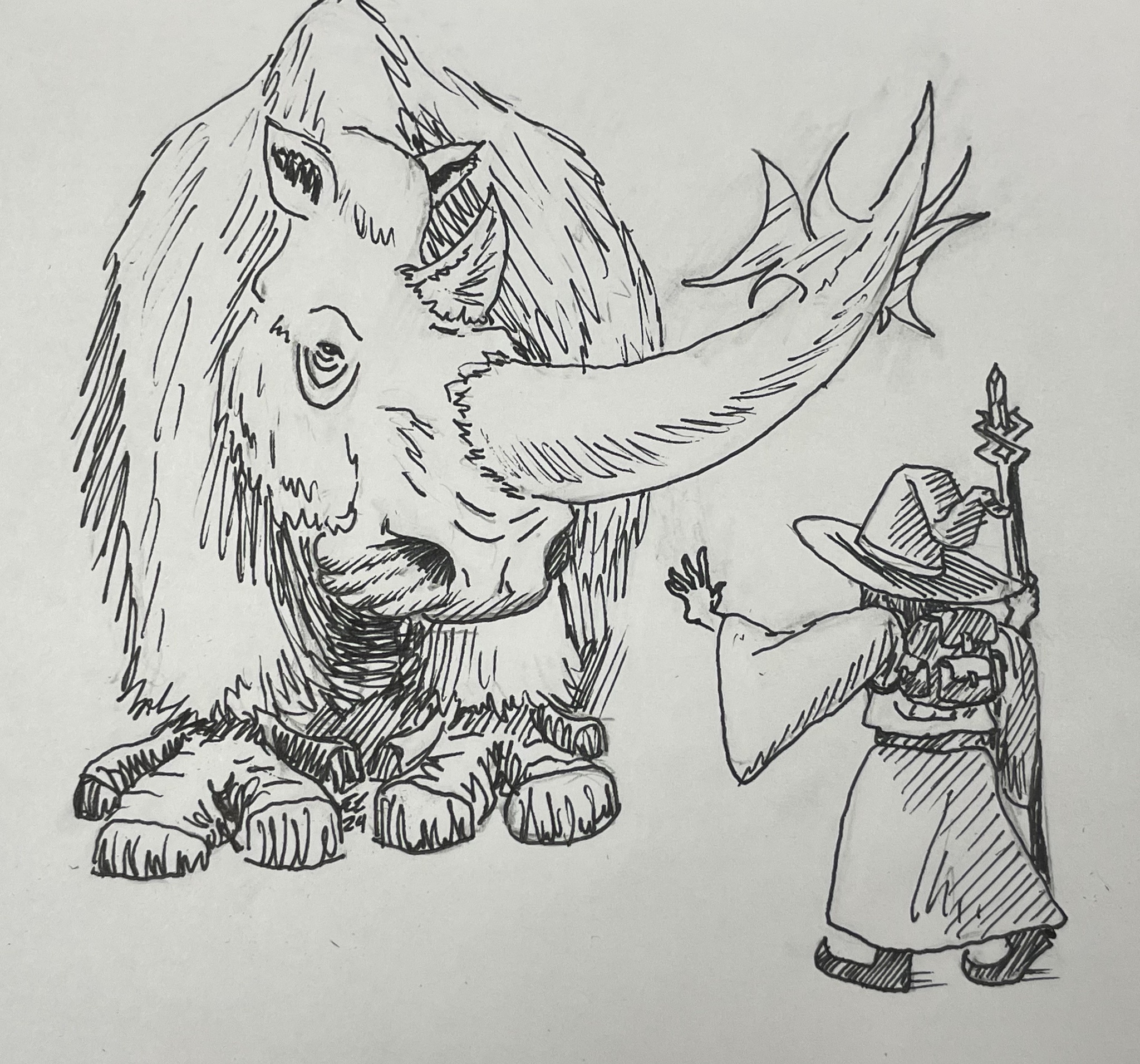 Inktober 2024 Day 21: Embracing the Rhinoceros