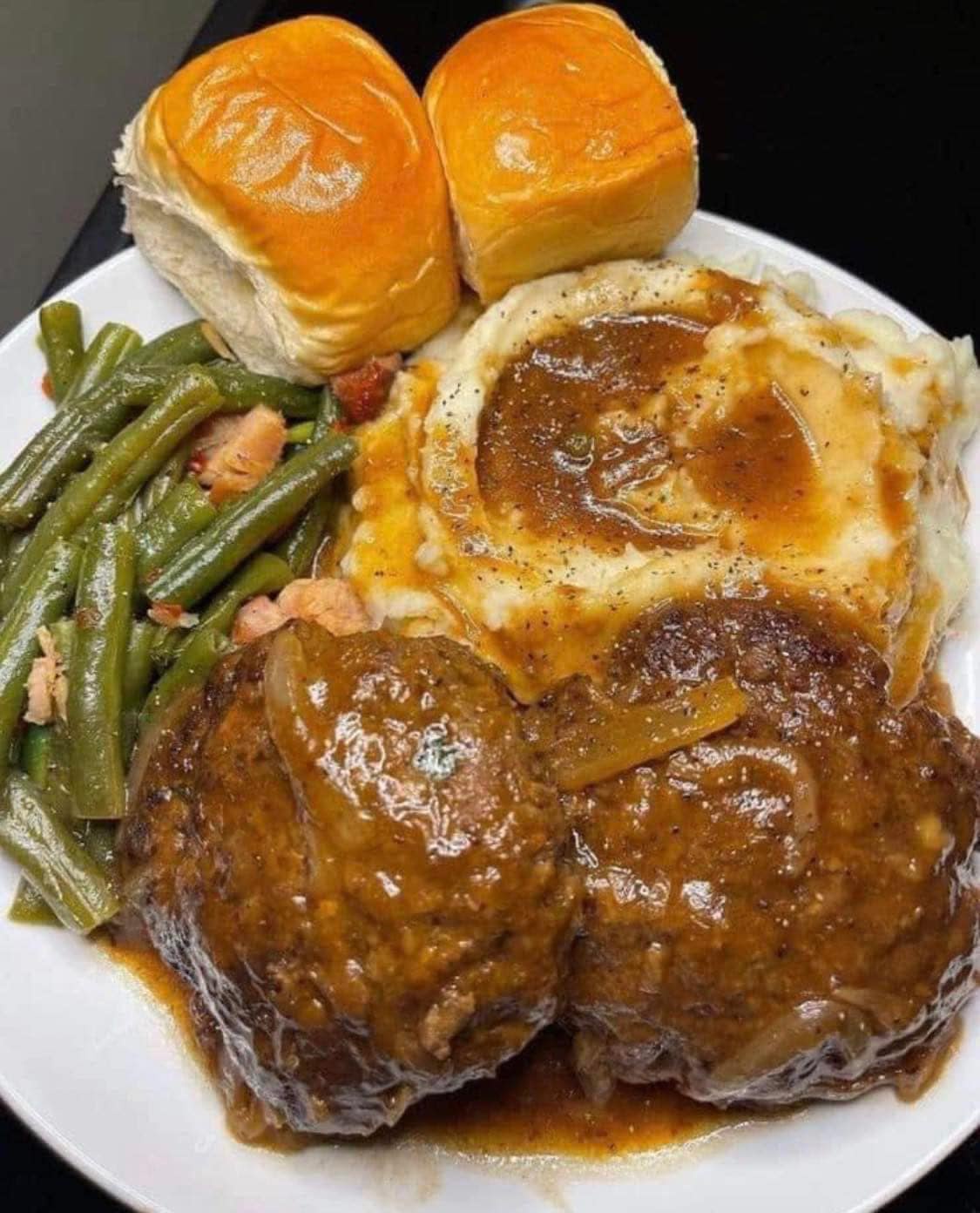 Savory Hamburger Steaks Smothered in Onion Gravy