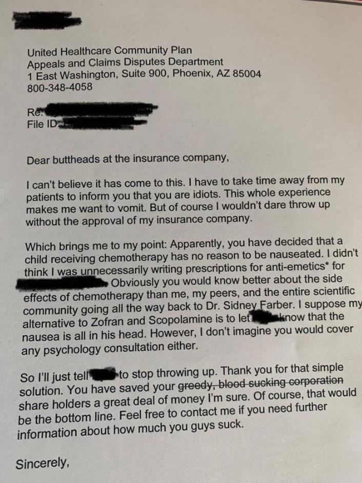 A Heartfelt Letter from a Doctor to UnitedHealthcare: Denied Care for a Child in Need