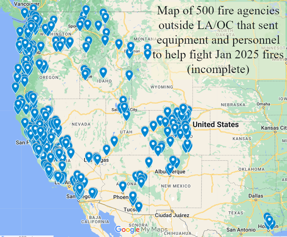 Firefighting Support Map for the January 2025 LA Wildfires