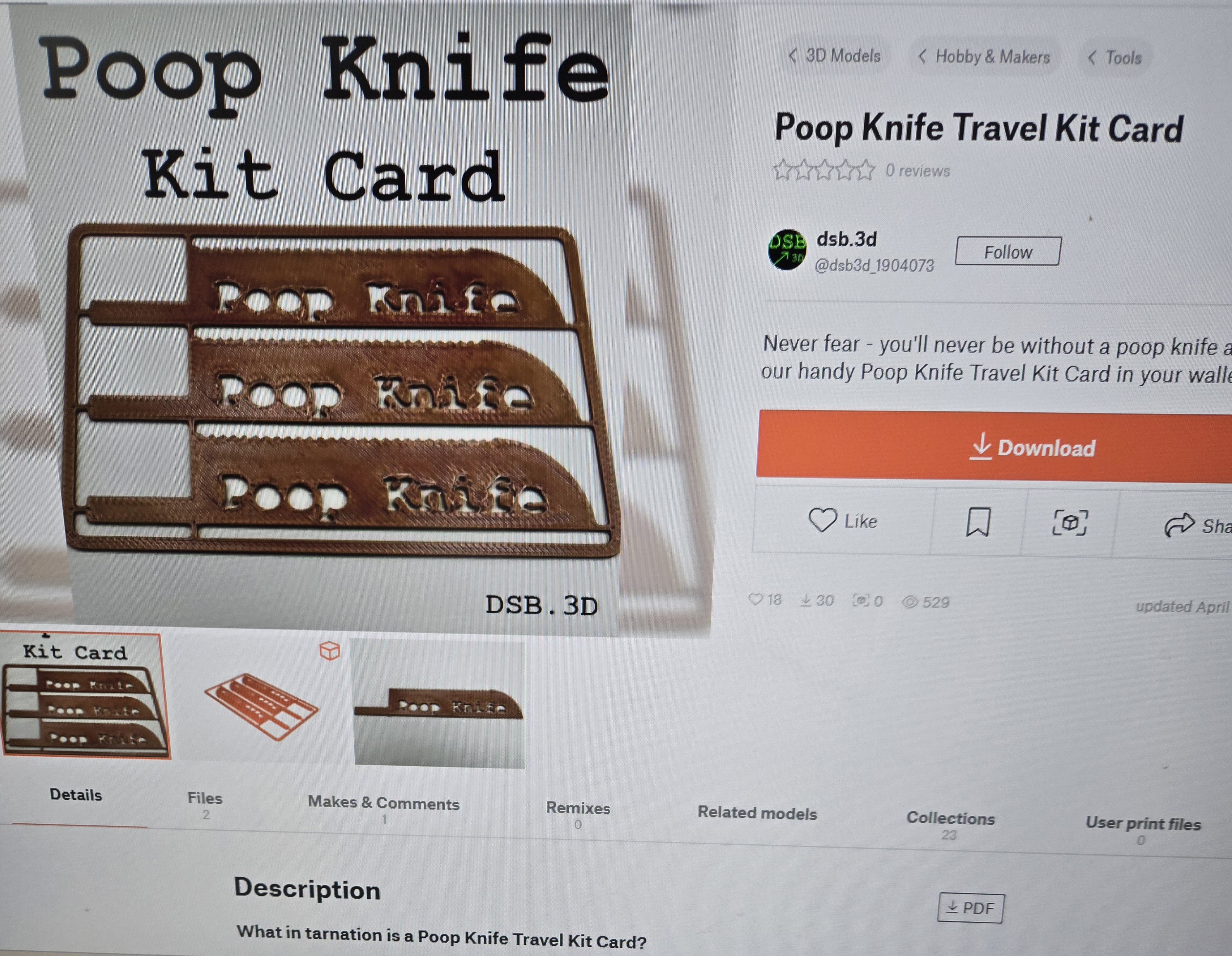 Introducing the 3D-Printable Poop Knife for Travelers!