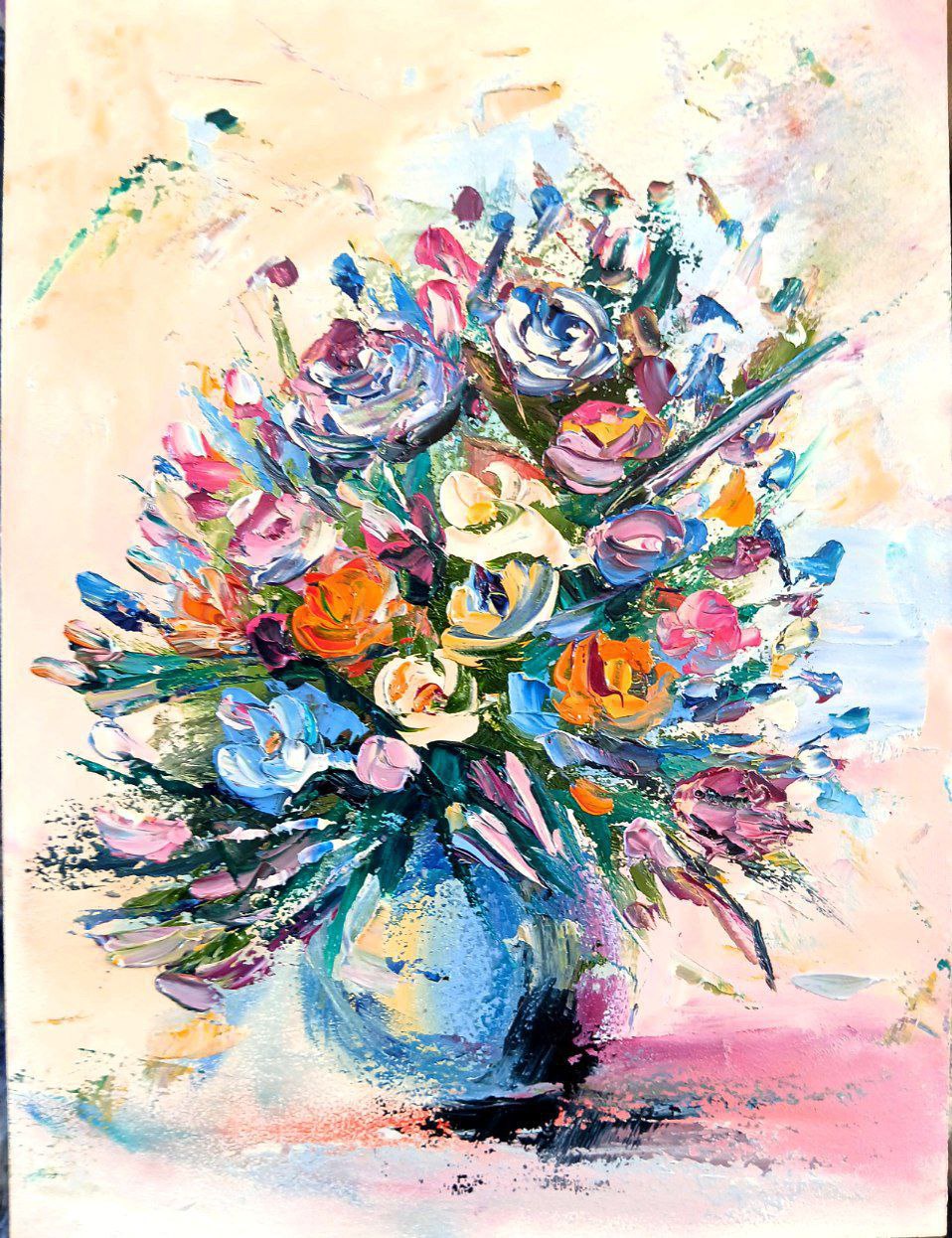 My Oil Painting Masterpiece: A Vibrant Bouquet