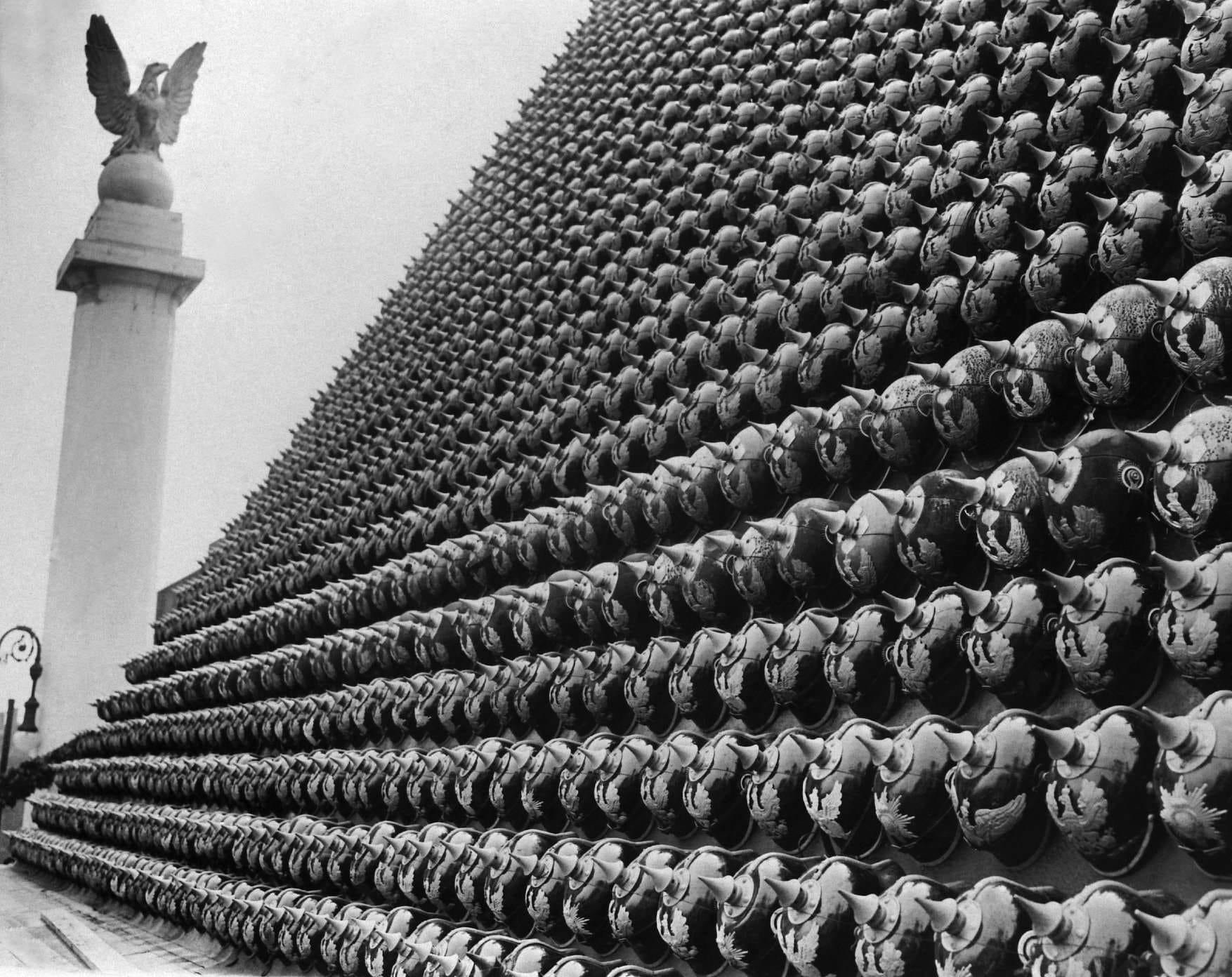 A Historical Snapshot: Pyramid of German Helmets in New York, 1919
