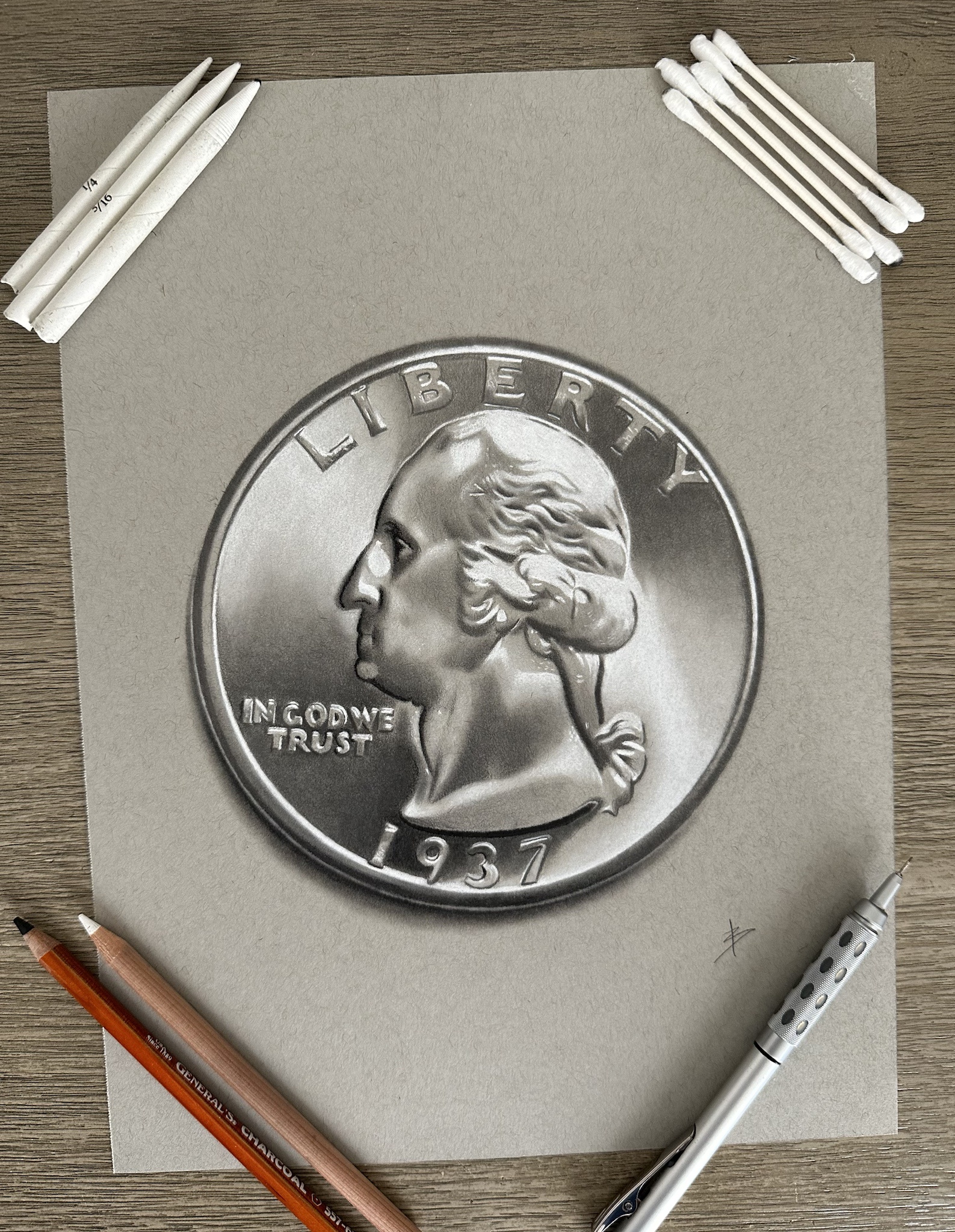 Check out my drawing of a quarter!