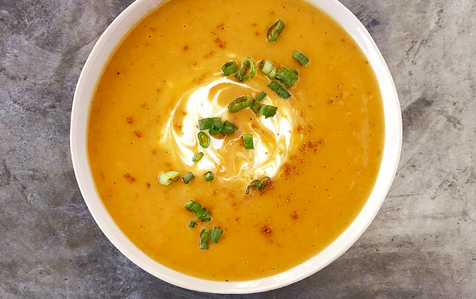 Deliciously comforting sweet potato soup to warm your soul.