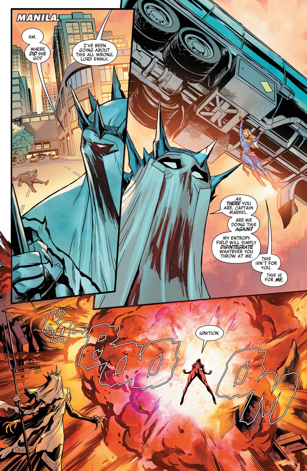 Captain Marvel Unleashes Her Power: Overcoming Lord Ennui with Stellar Energy