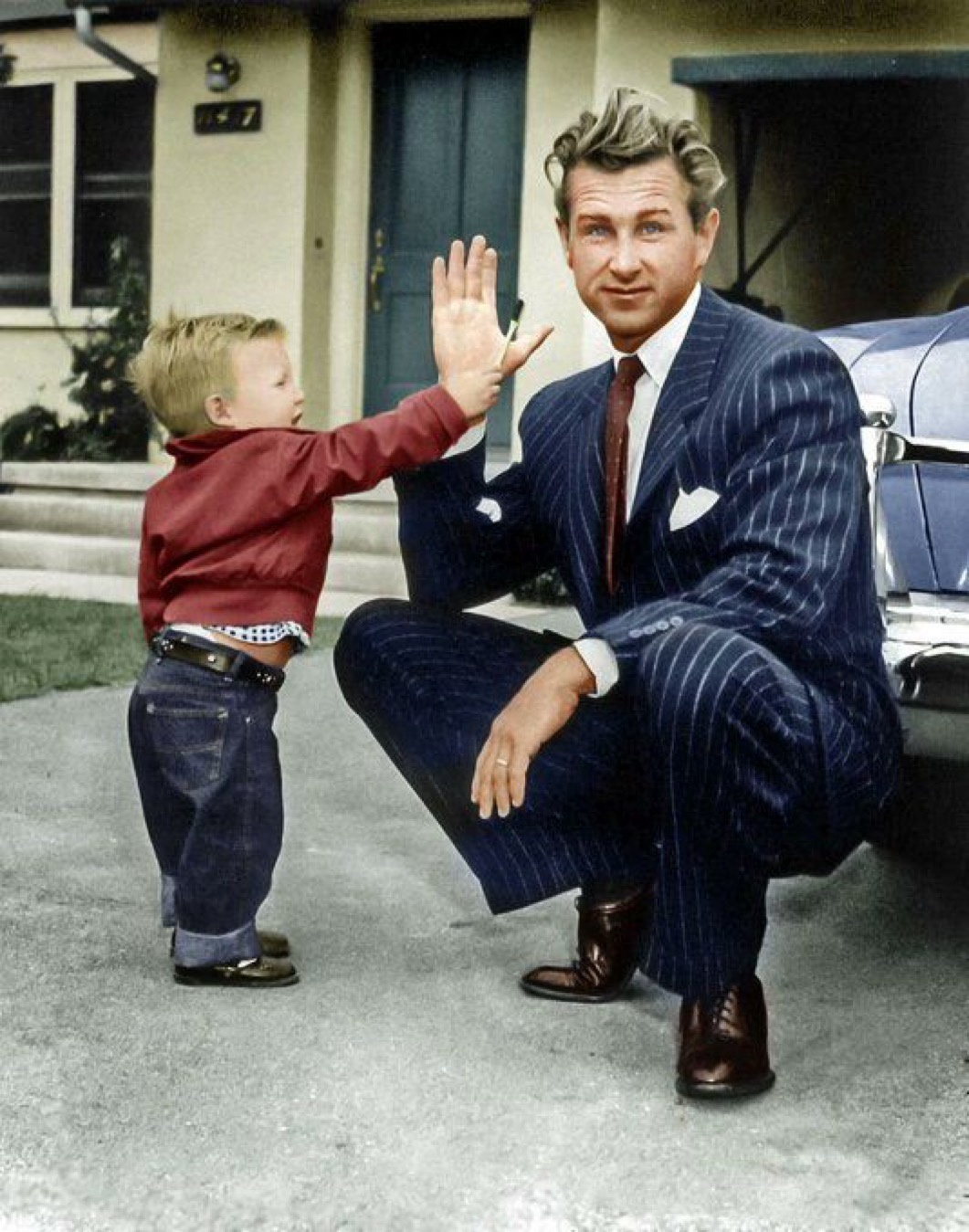 A nostalgic moment captured: Lloyd Bridges with his son Jeff Bridges in 1951.