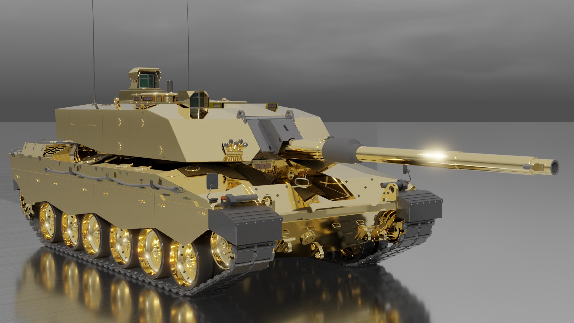 Stunning 3D Model of a Solid Gold Challenger 3 Tank