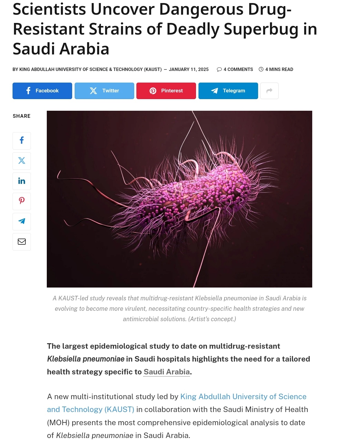 Scientists Discover Alarming Drug-Resistant Superbugs in Saudi Arabia