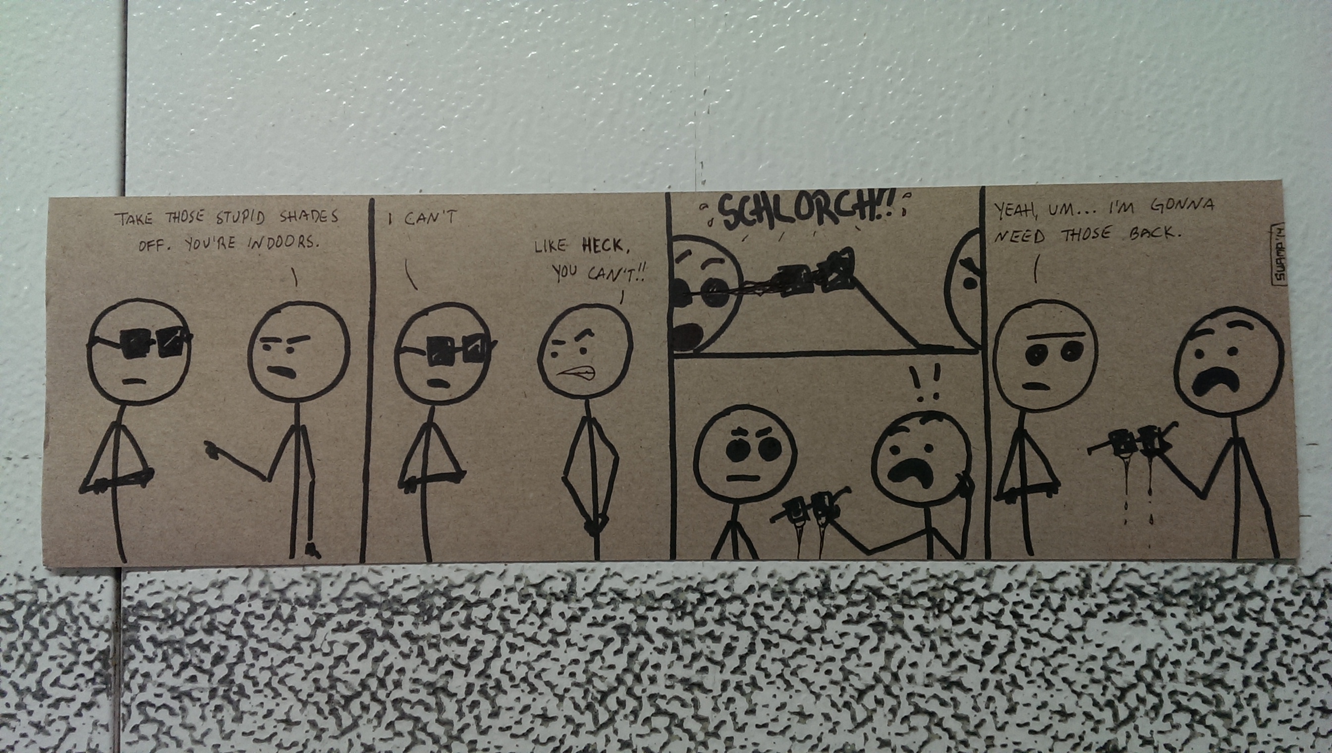 Creating Comics on Milk Carton Cardboard at Work