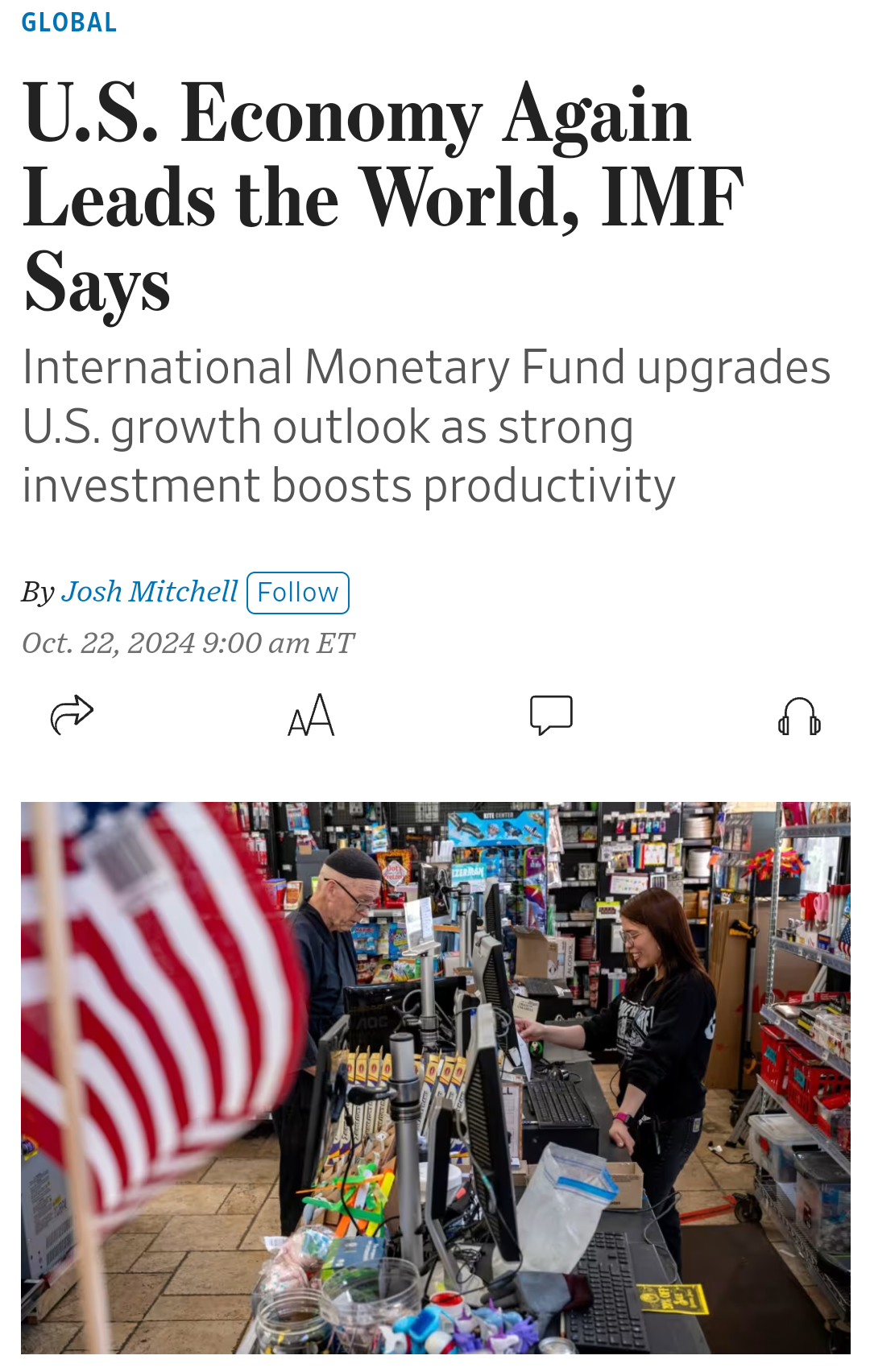The U.S. is leading the charge with booming investments, resulting in greater productivity and higher wages!