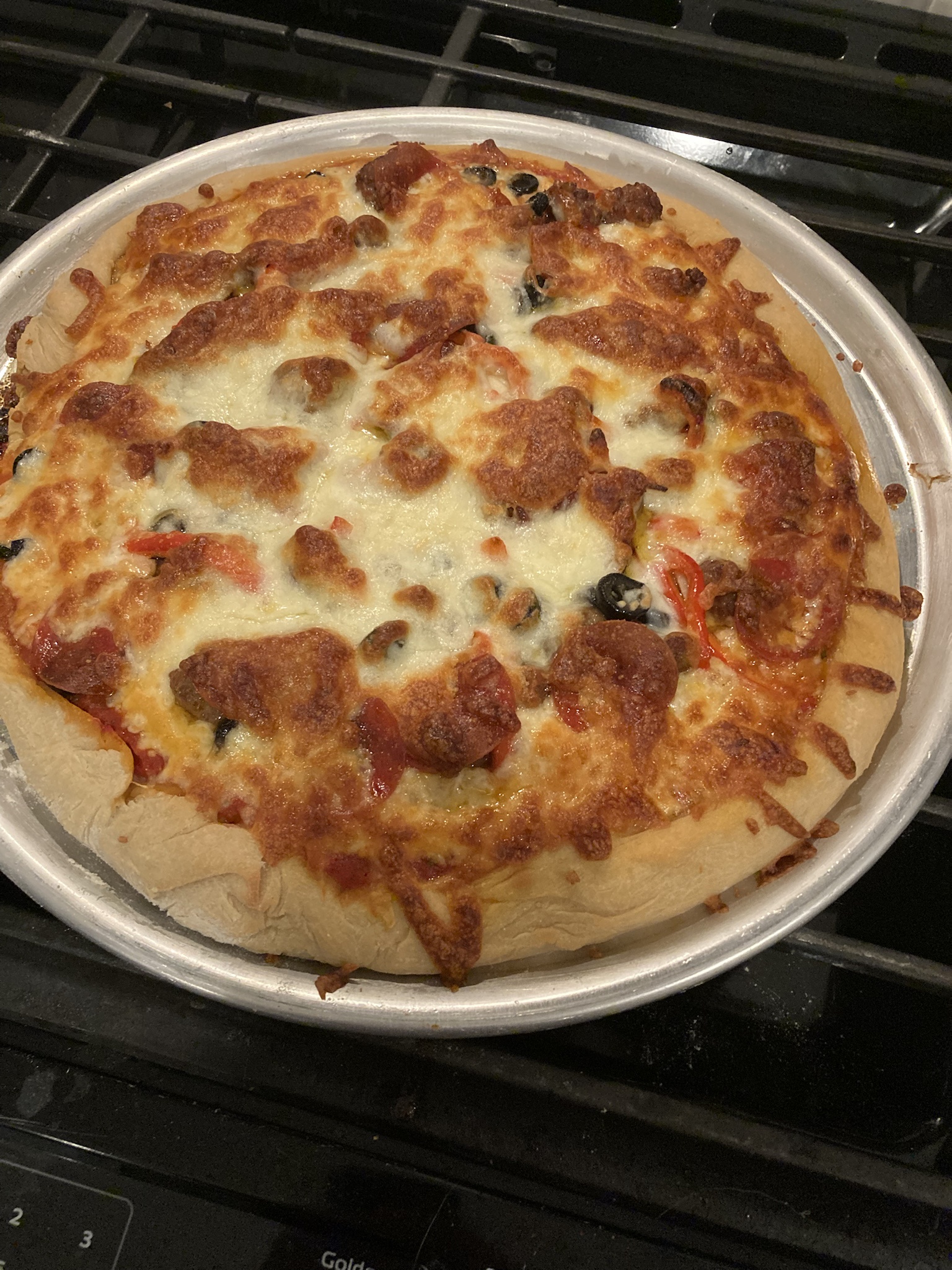 My first attempt at crafting homemade pizza.