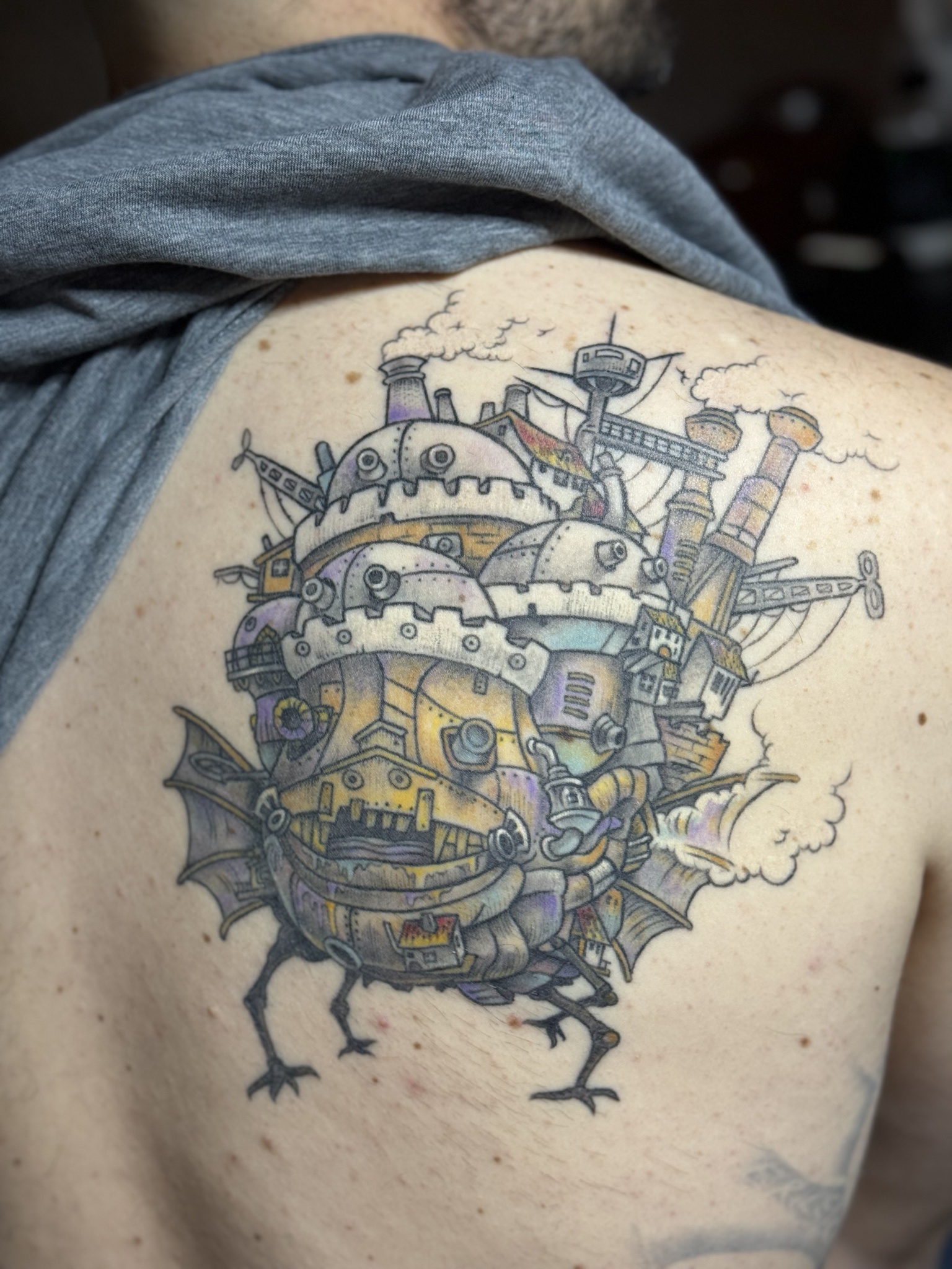 Check Out My Recently Healed Howl's Moving Castle Tattoo!