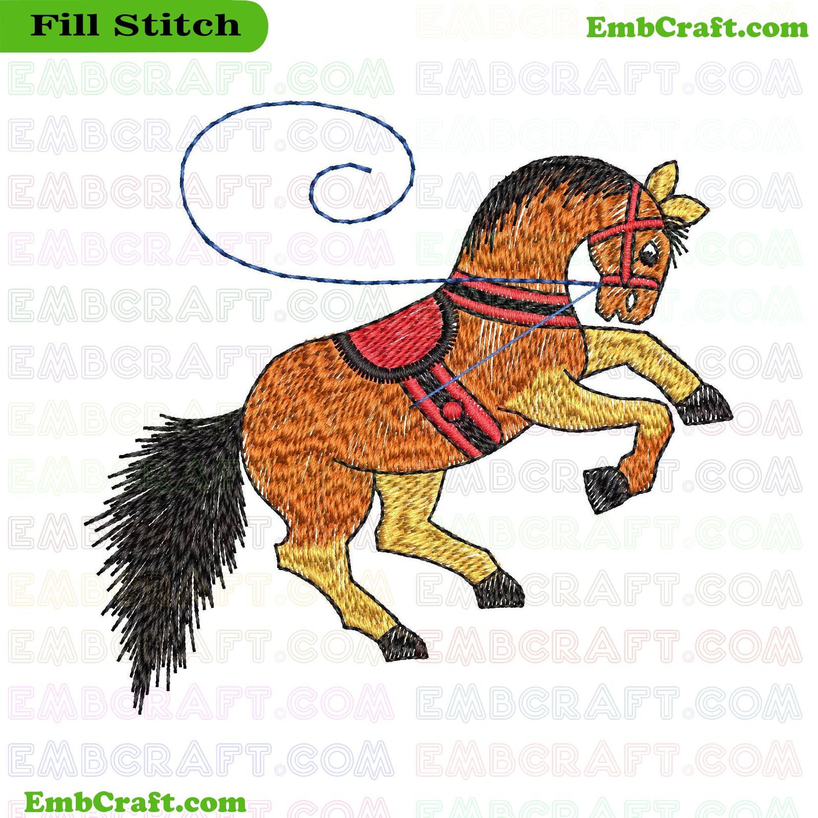 Intricate Horse Embroidery Design #142