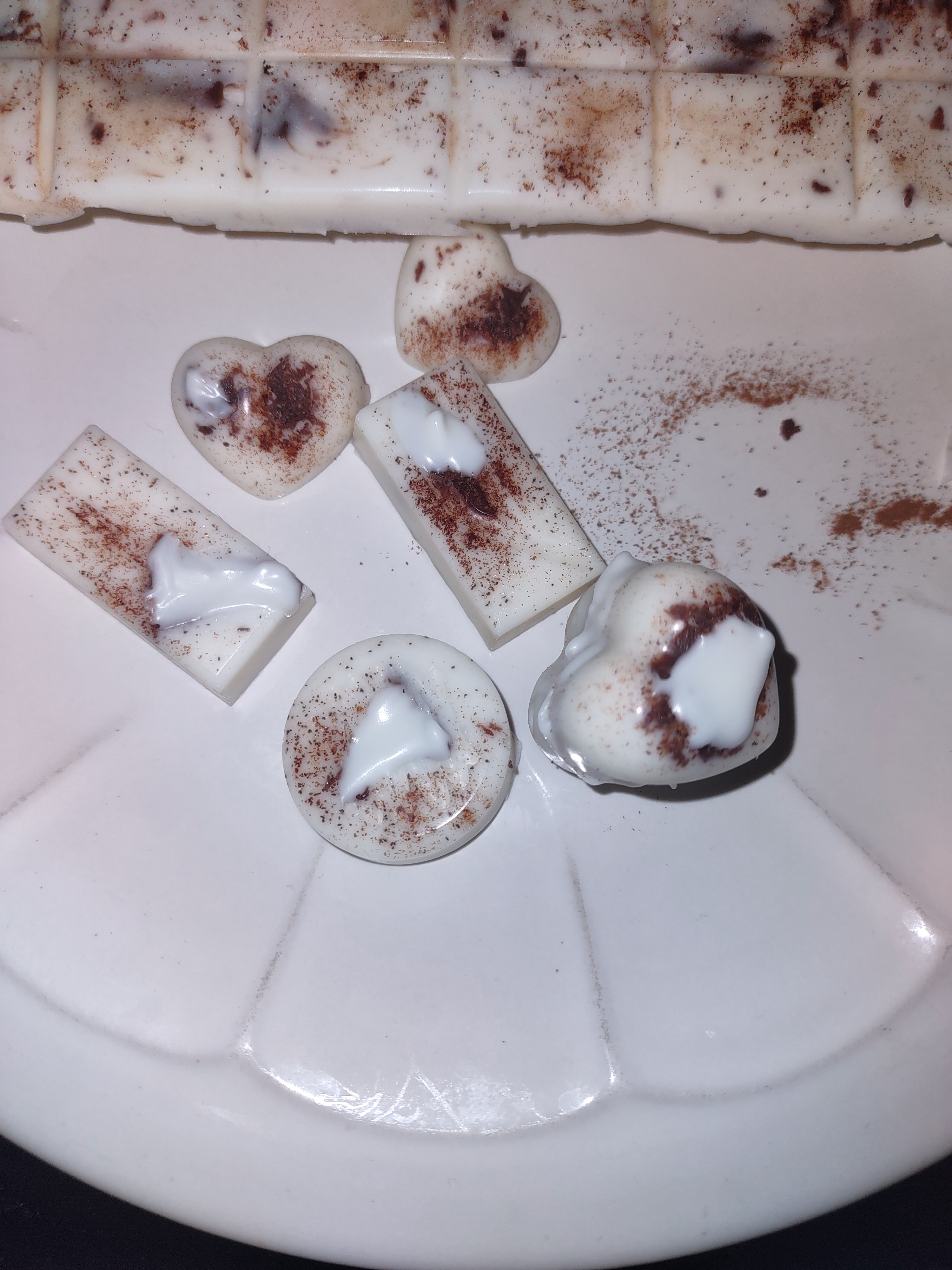 After a stressful dream, I whipped up some white chocolate treats and a mini chocolate heart bomb at 3 AM!