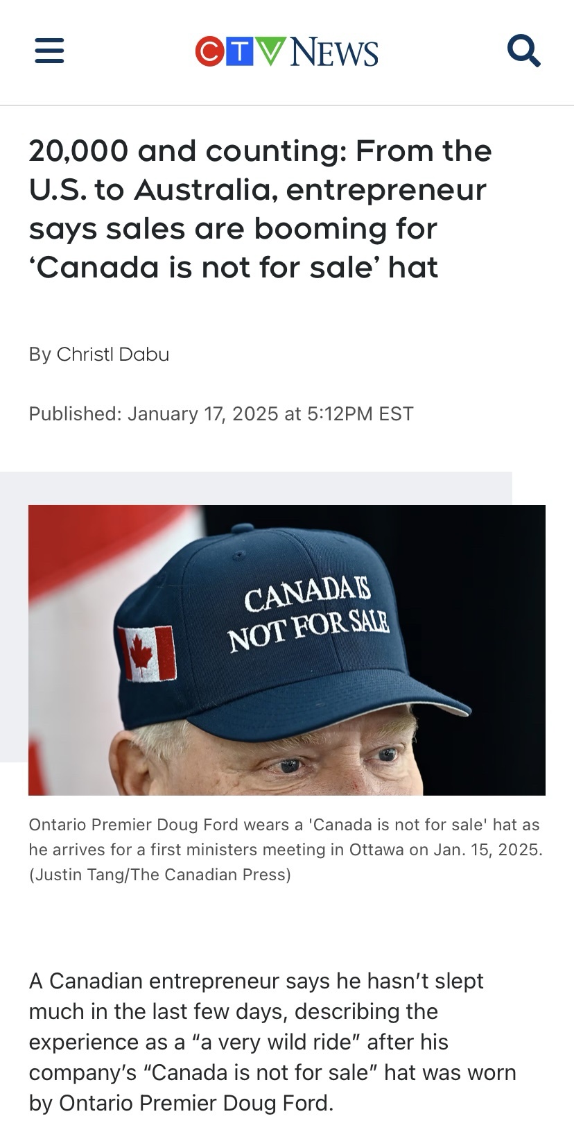 Canada: Not for Sale, Ever!