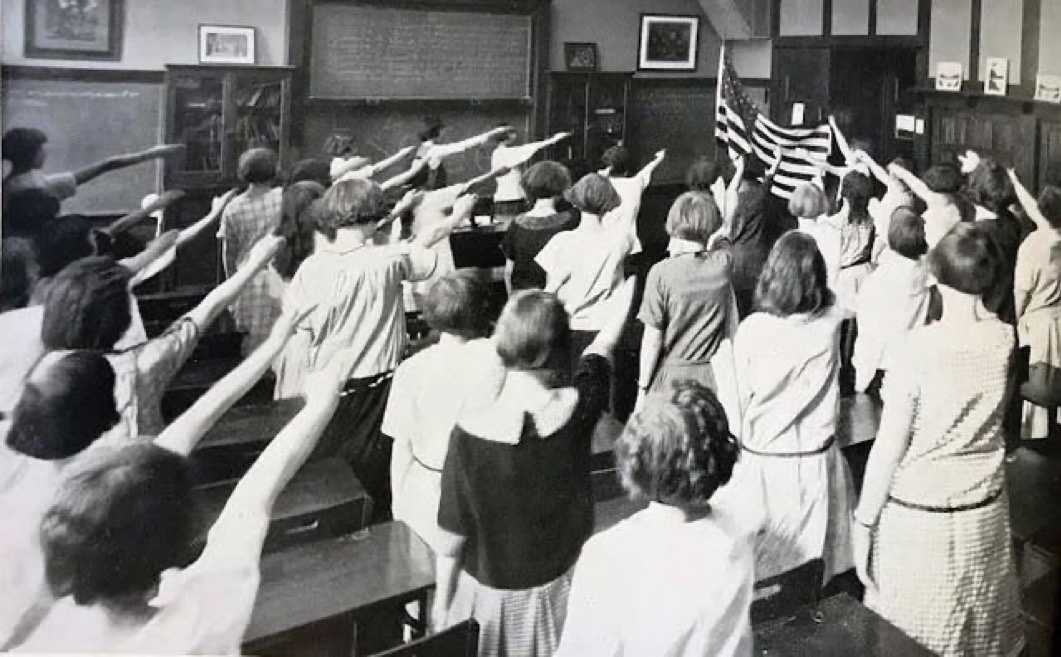 School Children Saluting the American Flag with the Bellamy Salute in the Early 1930s