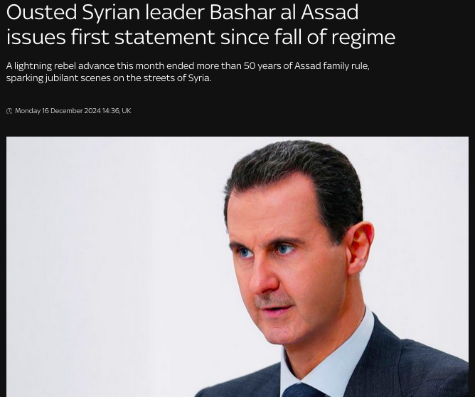 Assad Breaks His Silence After Regime Collapse... via Telegram